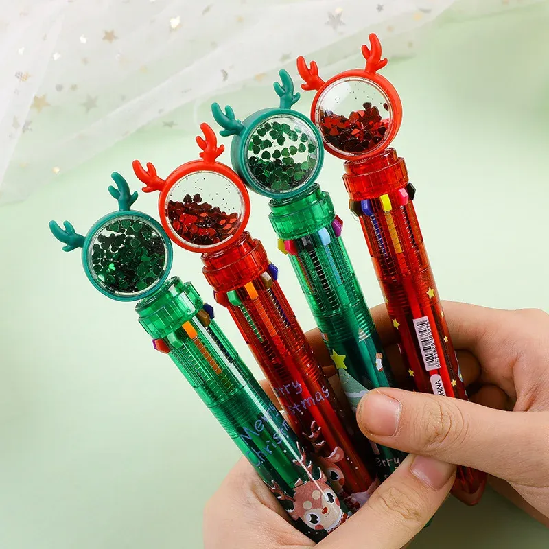 Stylos 20pcs mignon dessin animé 10 couleurs gel stylos kawaii santa claus arbre cerf ballpoint pins d'école d'école