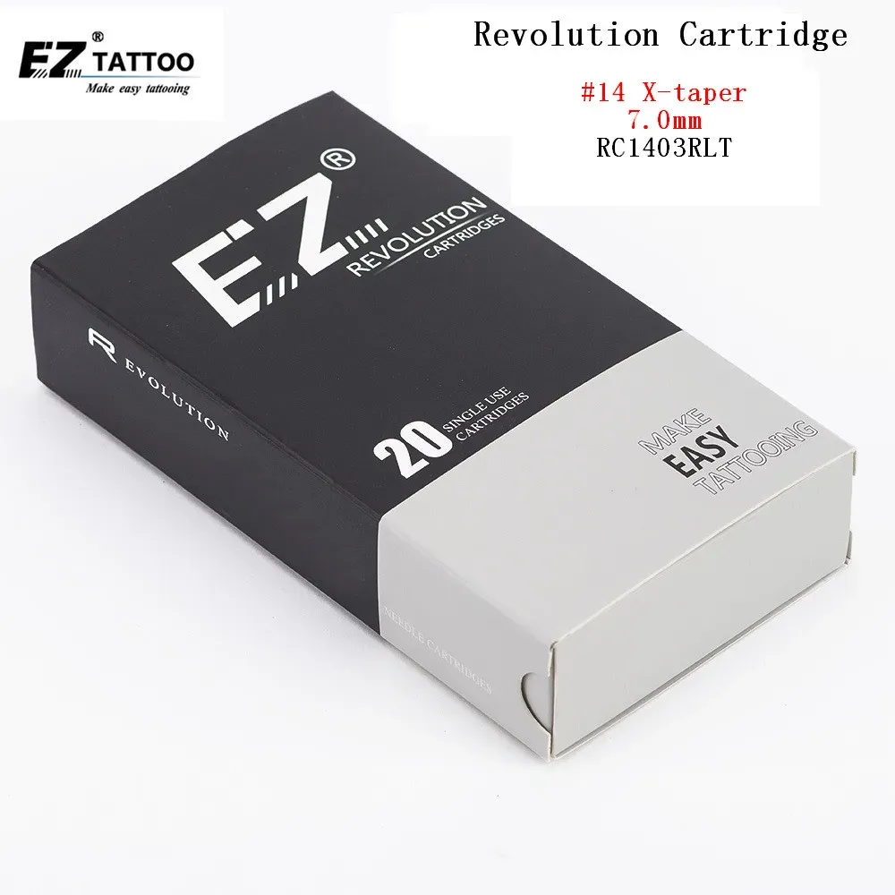 İğneler EZ Revolution Kartuş Dövme İğneleri Yuvarlak Liner Sterilize #14 0.40mm Xtaper7.0mm Sistem Makinesi ve Kavralar 20 PC /Lot