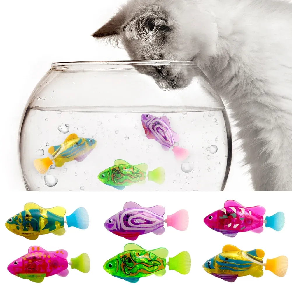おもちゃ1/3/6/8 PCS猫おもちゃインタラクティブロボット魚LED照明水活性化猫電気水泳魚子猫猫の魚のおもちゃと