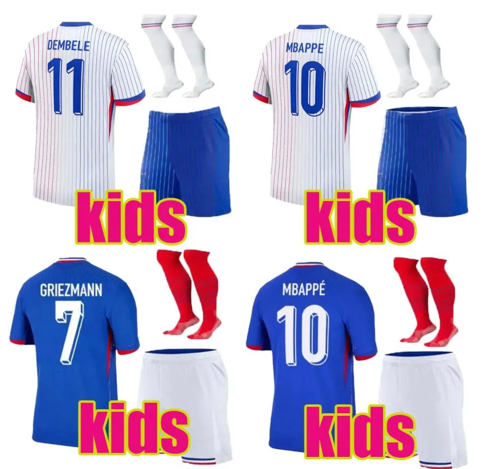 2024/25 Euro Cup Cup francese Maglie Mbappe Soccer Maglie Dembele Coman Saliba Kante Maillot de Foot Equipe Maillots Griezmann Kids Men Fans Shirt Football Shirt