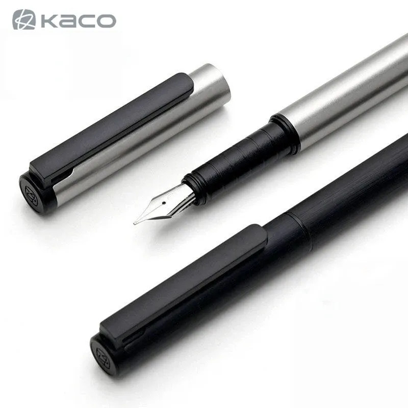 Stylos Kaco Fountain stylos de luxe ensemble noir 0,5 mm f nib stylos encre stylos simples.