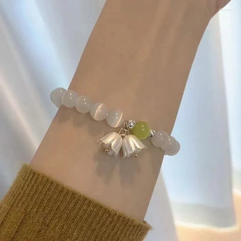 Charm armband eleganta opal pärlor blomma för kvinnor strass tulpan söta djur lämnar bröllop fest smycken