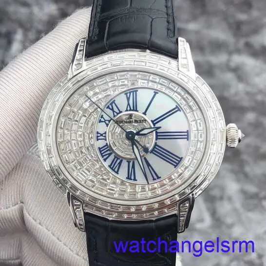 AP pols horloge chronograaf millennium serie heren horloge 18k platinamateriaal met t-square diamant achter automatisch mechanisch horloge voor mannen