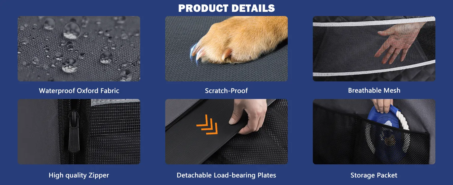MIXJOY XL Dog Car Seat Hammock - Waterproof Back Seat Extender For Large Dogs, SUV, Truck