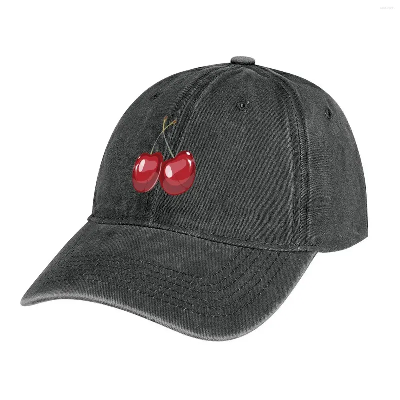 Berets Red Cherry Fruit réaliste dessin animé Cowboy Hat Camilier Capeur Snap Back Mountaine de femmes