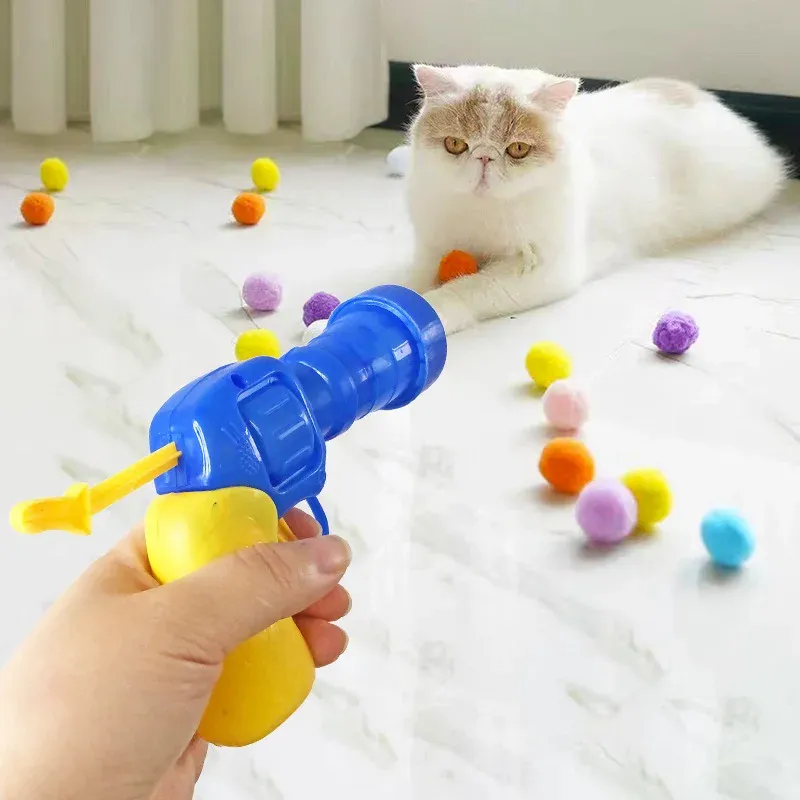 ألعاب Toys Interactive Launch Training Toys Creative Kittens Mini Pompoms Games Strend Plush Ball Toys Cat Supplies Accessories Pet
