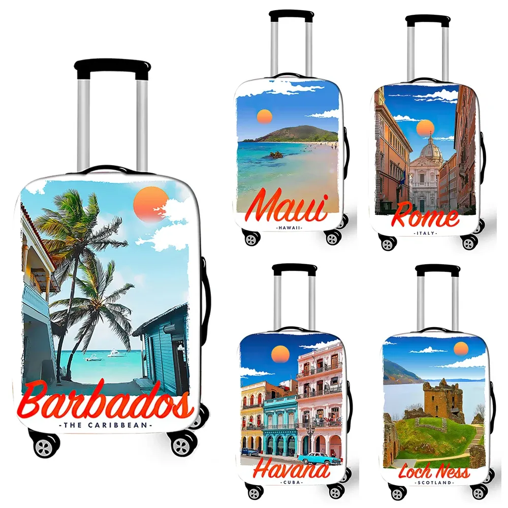 Аксессуары скандинавский городской город печатный багаж обложка Havana Italy London Rome Maui Sutcale Protective Covers Elastic Trolley Cover Cover