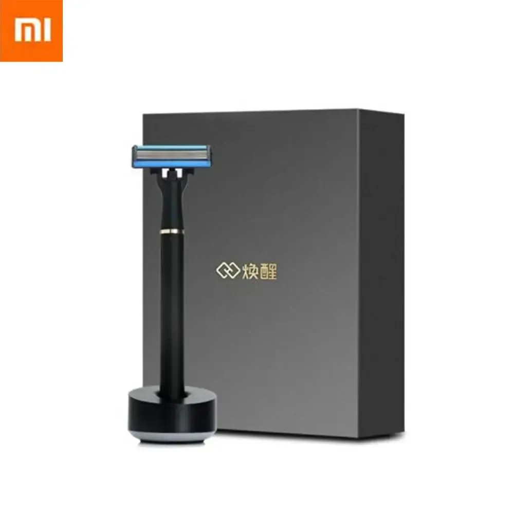 Shavers Ship Fast Stock Mi Xiaomi Huanxin Shaver Manuel allemand 6layer Blade Handle Aluminium Magnetic Neck Connection Connexion Clean