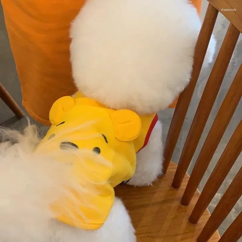 Vêtements de chien dessin animé ours vêtements jaune veste confortable casse-tête doux