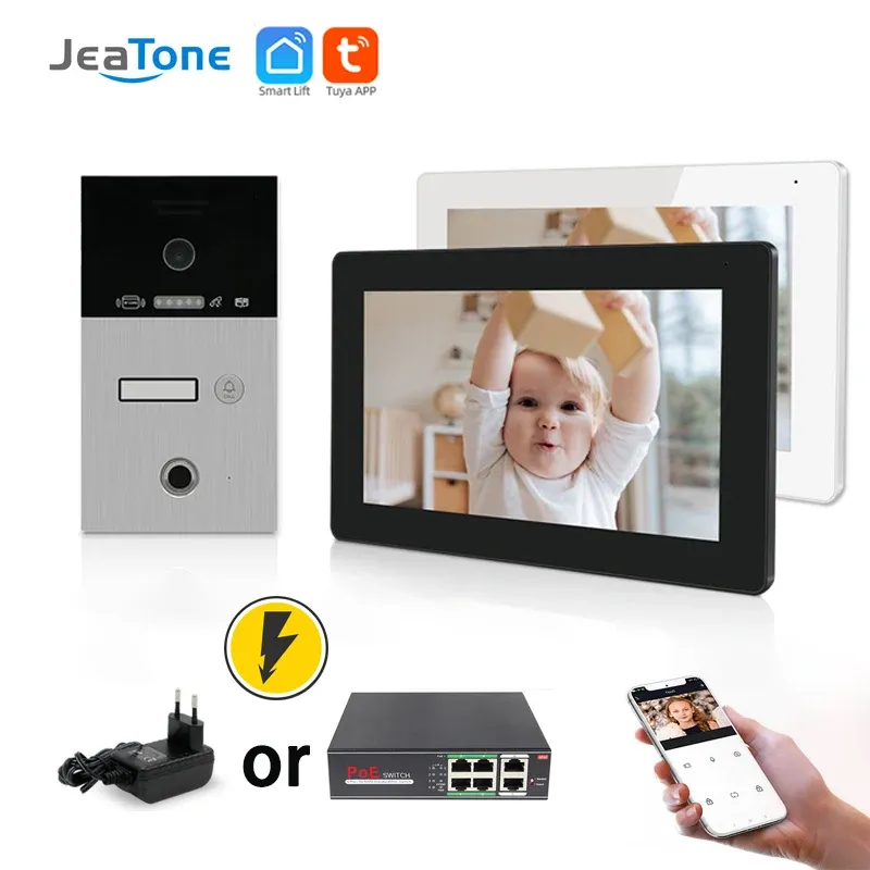 Cameras Jeatone 7 Inch Wifi Video Intercom doorbell tuya cameras for Apartment Monitor Camera Unitd with Fingerprint RFIC Card Unlock