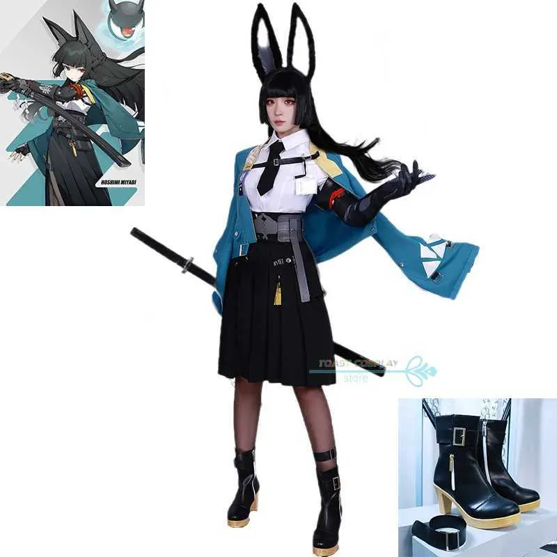 애니메이션 의상 호시미 미야비 코스프레 게임 Zenless Zone Zero Hoshimi Miyabi Cosplay Come Dress WIG WIG WOMBEN 역할 연극 카니발 파티 옷 Y240422