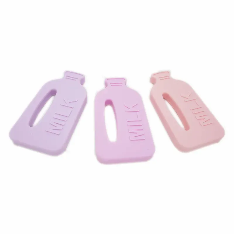 Silicone Milk Bottle Teether BPA Free FDA Approved Baby Teething Toys Milk Bottle Soothers Chewable Toy Toddlers Infant Gifts