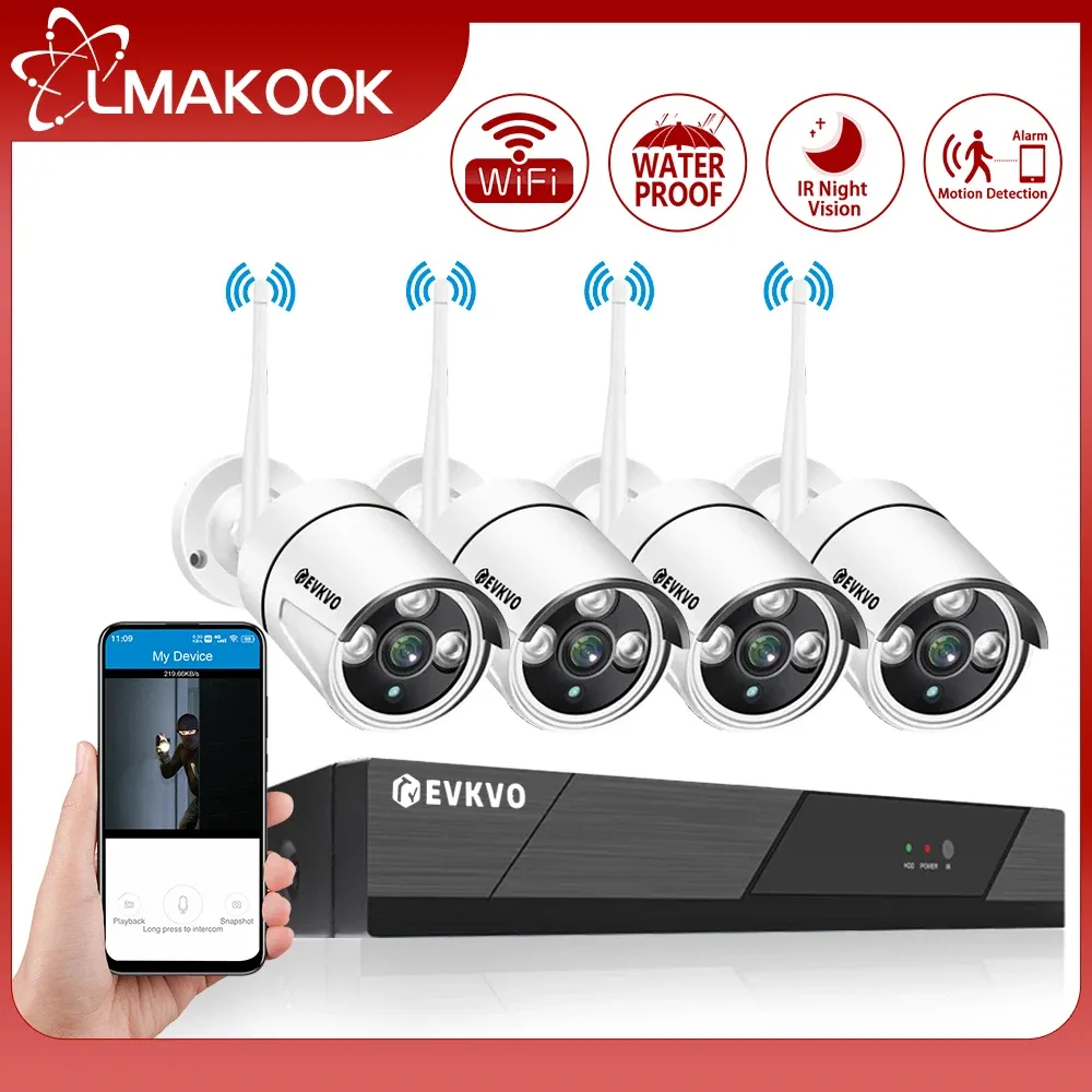 Камеры Lmakook 1080p 4CH беспроводная система видеонаблюдения 2MP 2MP.