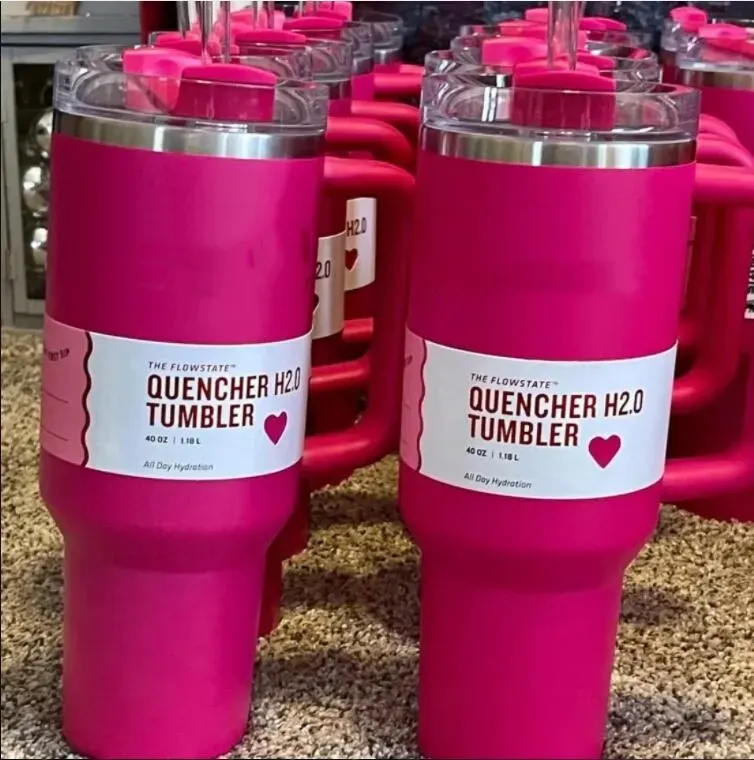 Cosmo roze watermeloen maanschijn H2,0 40oz Tumblers Cups met siliconen handgreep dekst stro reis auto mokken blijven drinken koud water flessen Target rood