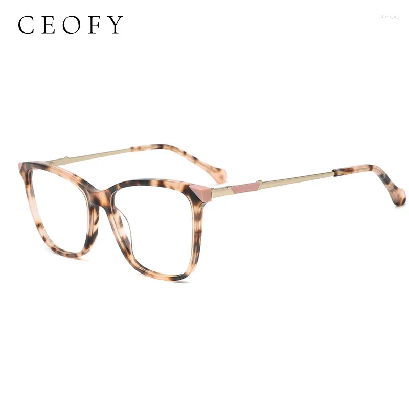 Marcas de gafas de sol CEOFY Acetate Women Geeplasses Frame Vintage Square Casual Optical Miopia Prescripción Gafas con estilo