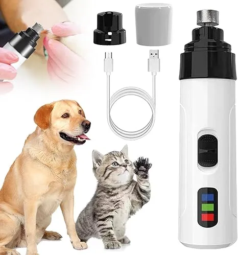 Dog Nail Grinder Quiet - Professional 2-Speed Electric Pet Nail Trimmer Guard Rechargeable Painless Claw Grinder Small Medium Large Dogs Cats