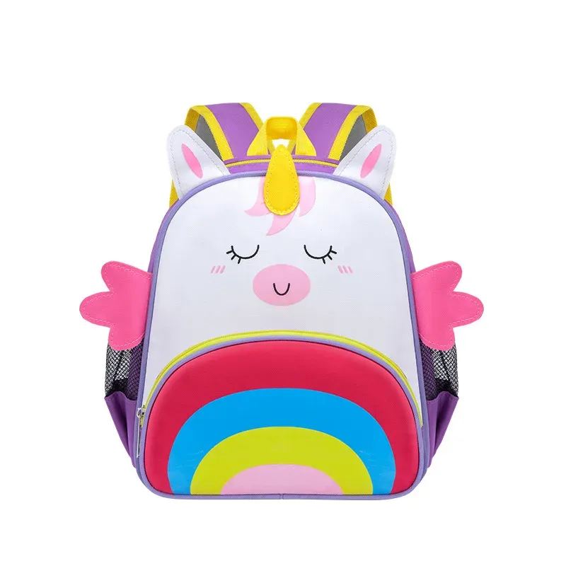 Sacs sacs-bas sac à dos 3d Unicorn mignon arc-en-ciel dessin animé fille maternellebag école imperméable sac à dos préscolaire pour bébé filles