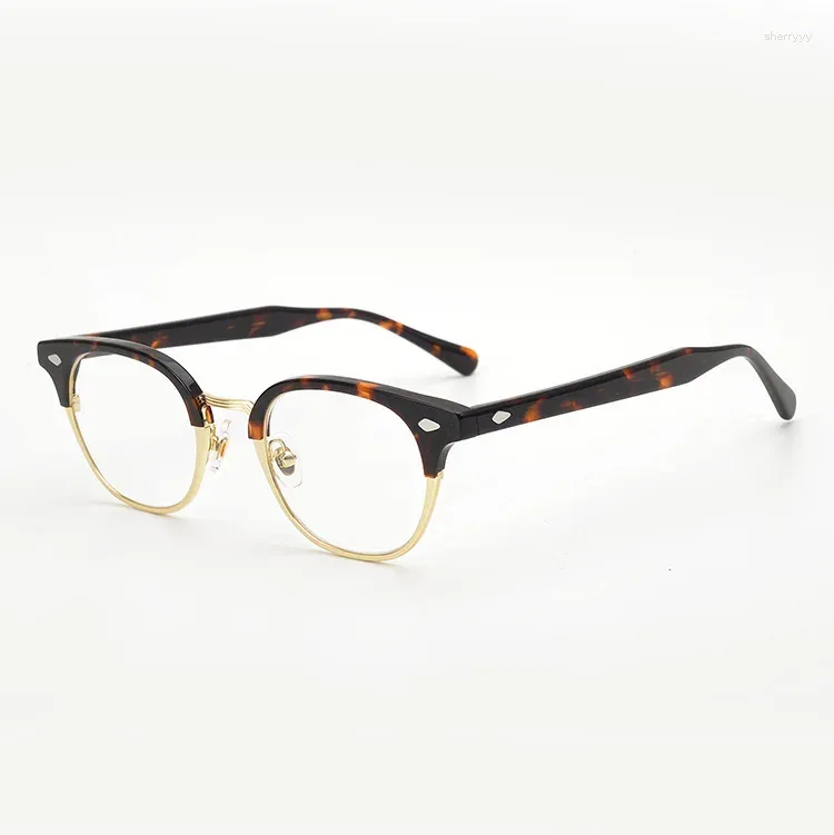 Lunettes de soleil Frames Ultra Light rétro à demi-cadre Eye Black Black Face Les hommes et les femmes peuvent porter des lunettes de myopie Lérange anti-bleu pour hommes