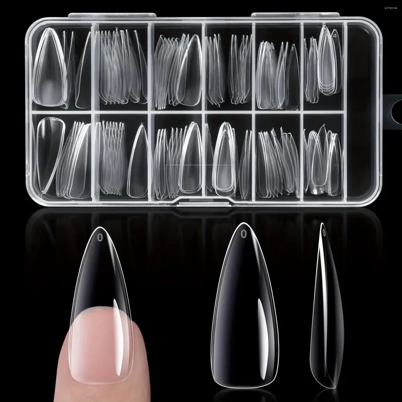 False unhas 240pcs de amêndoa longa Dicas de unhas de gel macio Pressione a capa completa da prensa de acrílico para extensões de diy home salon home