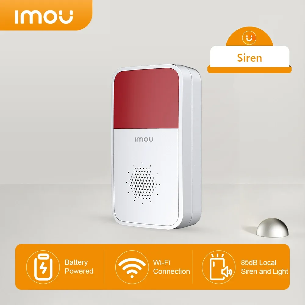 Controle IMOU Smart Wireless Strobe Sirene Sound Flash Light Alarm Indoor com bateria de lítio para proteção de violação em casa 100% Wirefree