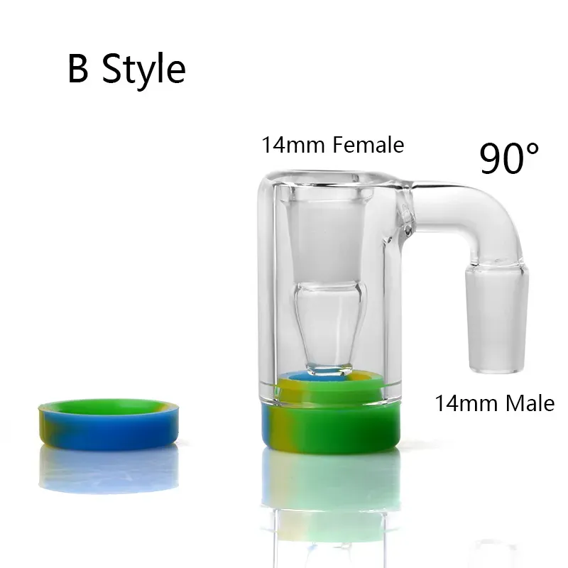 Wholesale Glass Ash Catcher With Colors Silicone Container Reclaimer 14mm Ash Catcher For Quartz Nails Glass Water Bong Dab Rig smoking