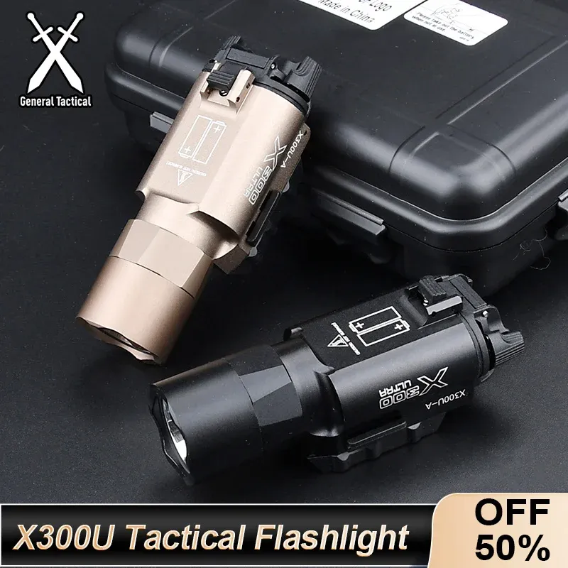 스코프 전술 전술 확실한 x300u 손전등에 20mm 레일 x300이 지속적으로 순간 스위치 에어 소프트 사냥 무기 야외 조명