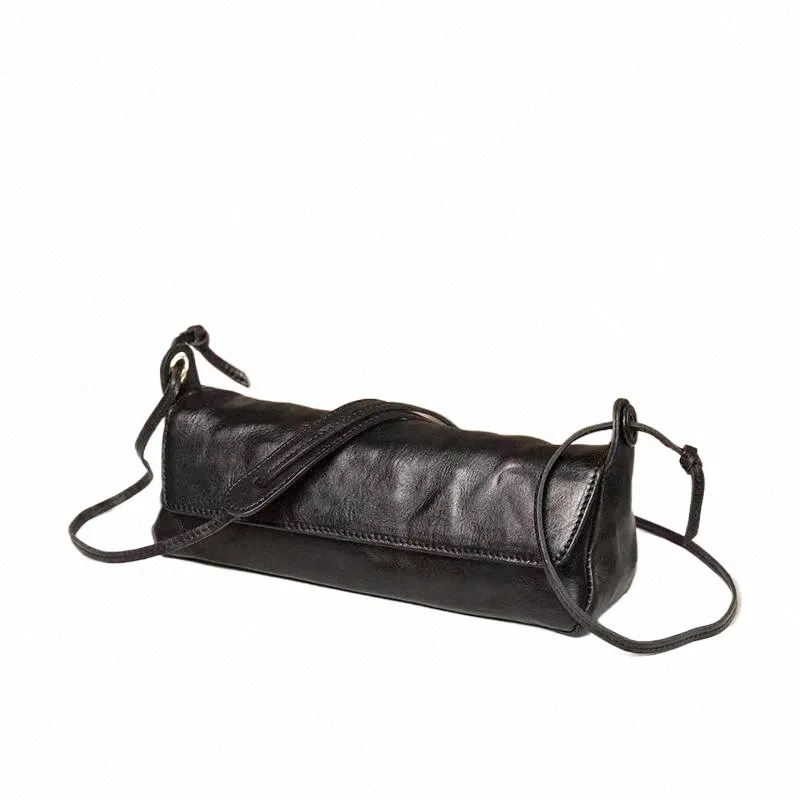 Luxury Vegetable Torned First Layer Cowhide Women's Bag LG Magnet Buckle Bag European och American Retro Menger Bag Q68y#