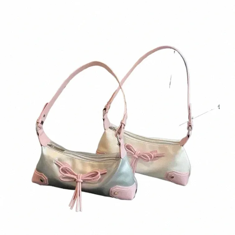 simple Fi Bow Underarm Bag for Women 2024 New Fi Strap Ctrast Casual Women's Handbag Advanced Versatile Staff Bag J81L#