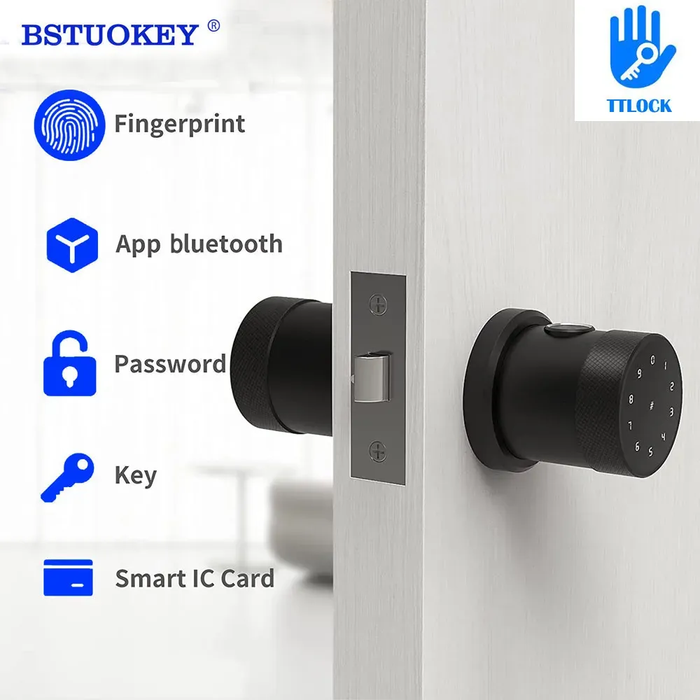 Contrôle TTLOCK Bluetooth App Access Control Biométric Finger Emprent Lock Electronic Handle Ball Lock Support 5 Méthode de déverrouillage Smart Lock