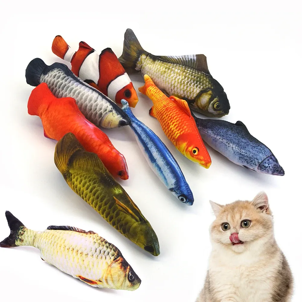 Toys Cat Toy Training Entertainment Fish Plush Fylld kudde Simulering Fish Cat Toys Fish Interactive Pet Chew Toy Pet Supplies