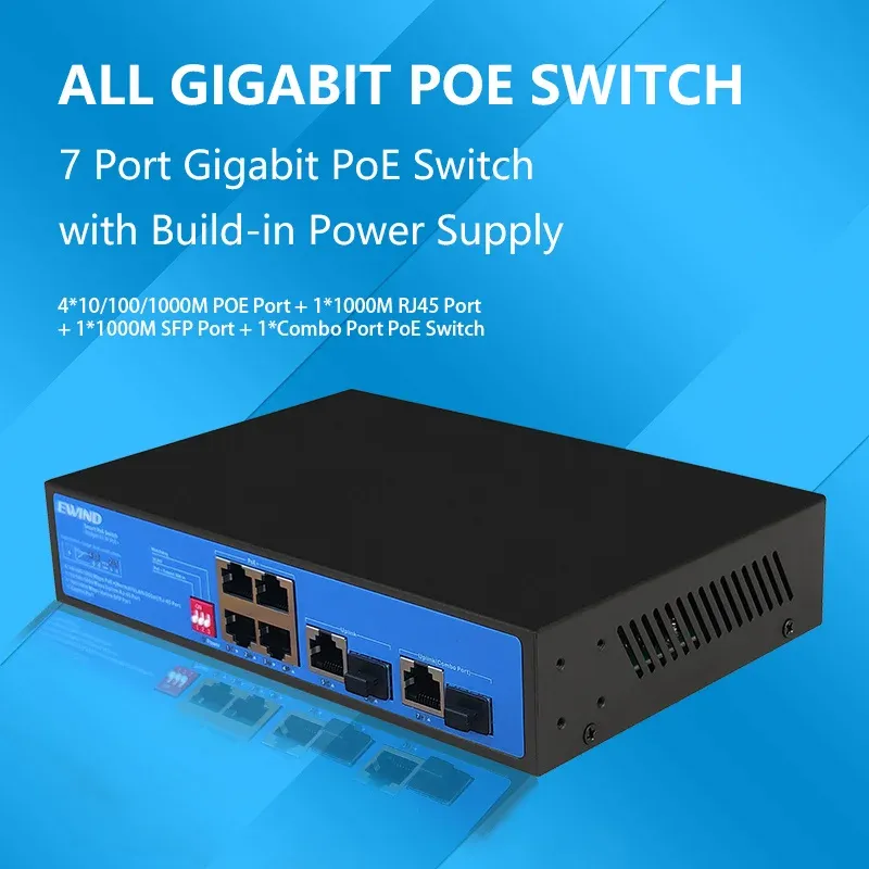 Commutateur de contrôle Gigabit Poe Smart Ethernet 10/100/1000 Mbps Convertisseur Transmetteur Fibre Support SFP Fibre à RJ45 Gigabit Media Converter