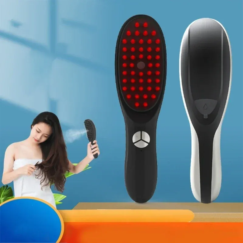 Szamponowo -kondentator elektryczny grzebień grzebień niebieski czerwony światło terapia wibracje masaż włosów pędzel skóry głowy ujemny masaż wzrostu włosów masaże