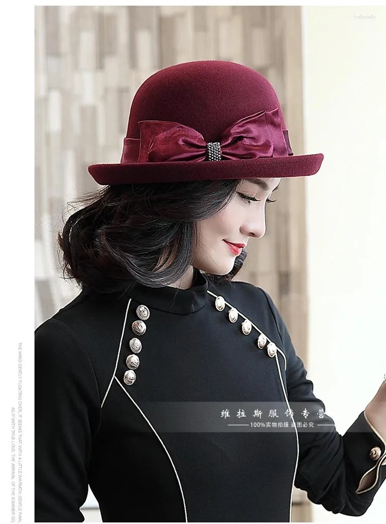 Berets Lady Fashion Fedoras Wool Hat Girls hiver chauds en laine de laine de laine CAP AUTOMNE BRITANNE CIET CIOL B-8685