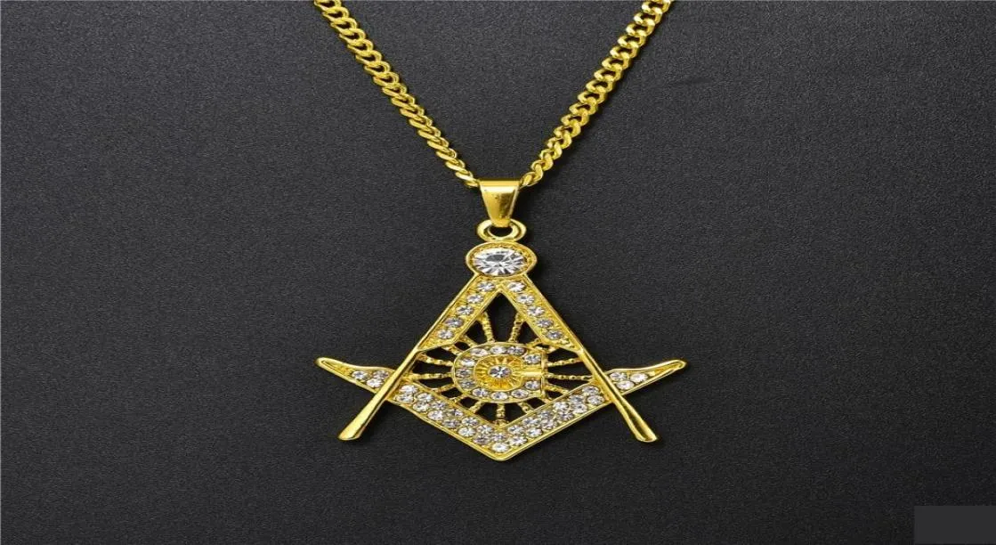 Heren Women Gold Pendant Necklace Men Sieraden Street Hip Hop Fashion Full Rhinestone Design 60cm lange ketting punk kettingen voor cadeau2602852