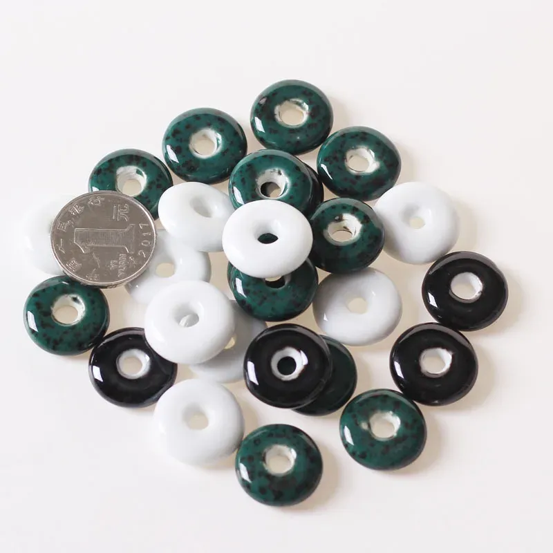 Perline da 400 pezzi da 21x7 mm per perle in ceramica rotonda piatta perle sciolte per perle sciolte per gioielli fai -da -te che producono accessori