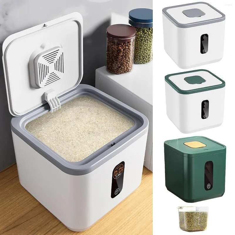 Storage Bottles Airtight Rice Dispenser Bin Sealed Dry Cereal Grain Bucket Kitchen Storag Box Food Container With Measuring Cup Home Item