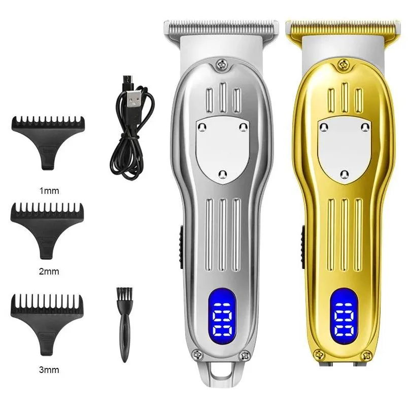 Hårsax 2023 LCD Digital Clipper Cordless Electric Shaver Cutting Hine For Man Professional Barber Beard Trimmer USB Drop Delive Dhems