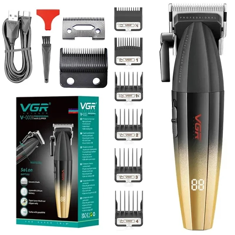 Clippers VGR Professional Metal maschile per capelli cavi cavo/taglio di capelli cordless macchino elettrico per la barba del barbiere barbiere ricaricabile