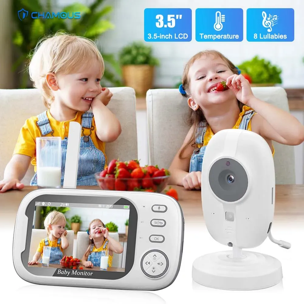 Monitorer 1080p HD Baby Monitor med kamera 3,5 tum LCD Babysitter Crying Detect Twoway Audio med Temperatur Monitor Nanny Baby Camera