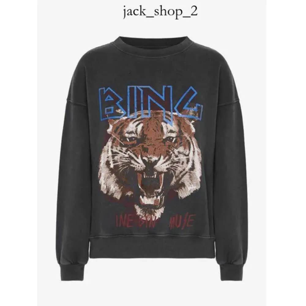 Designer Hoodie New Autumn Winter A Bing Women's Tiger Head White Ink Digital Print Washed Faded Sweatshirt with Snowflake Effect and Distressed Details 600