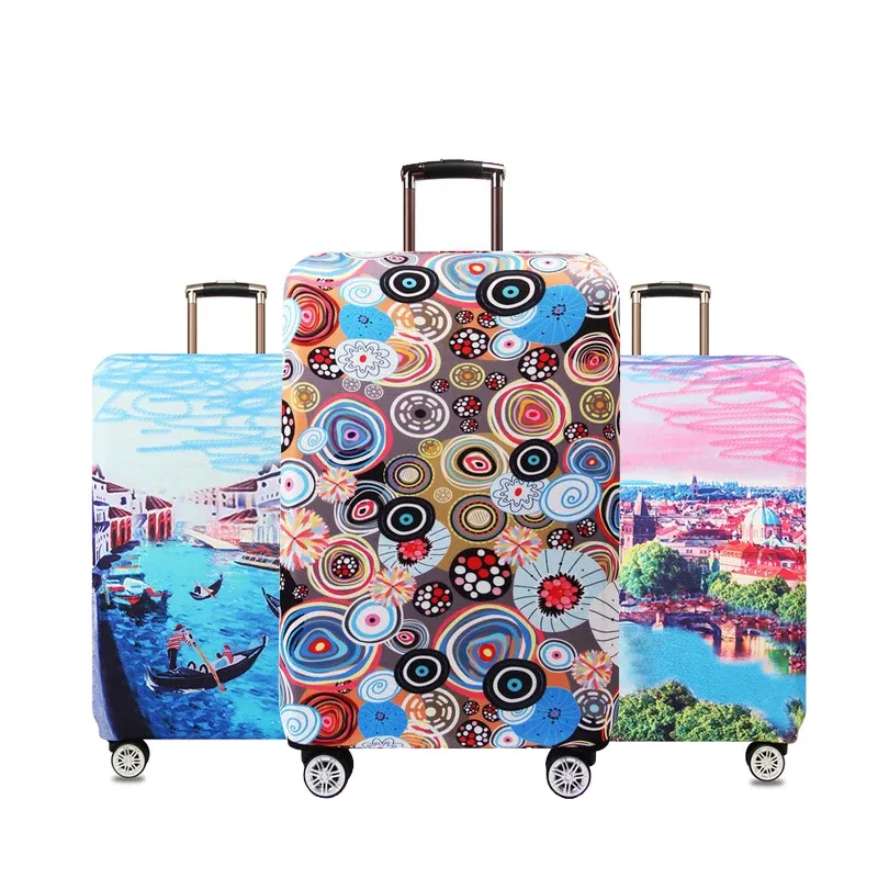 Accessories Thicker Stretch Fabric Illustrations Suitcase Cover Protector Dust Luggage Protective Covers Travel Accessories,18 To 32 Inches
