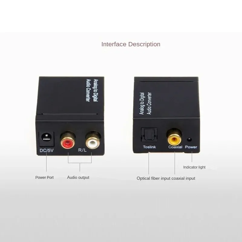 Novo conversor de áudio digital a analógico coaxcoaxialtoSlink óptico digital para o amplificador de adaptador de conversor de áudio RCA L/R analógico para digital para