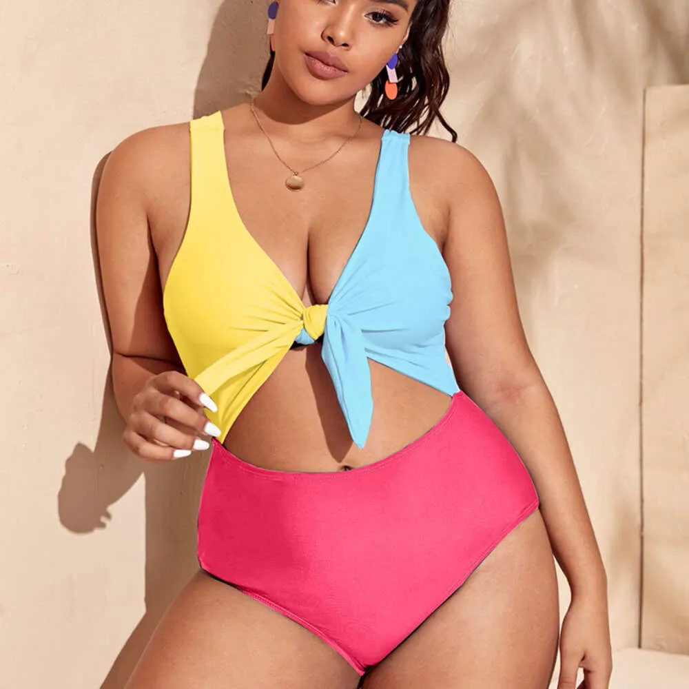 Nieuwe bikini vaste kleur vastbinden Multi Color One Piece Swimming Suit voor vrouwen