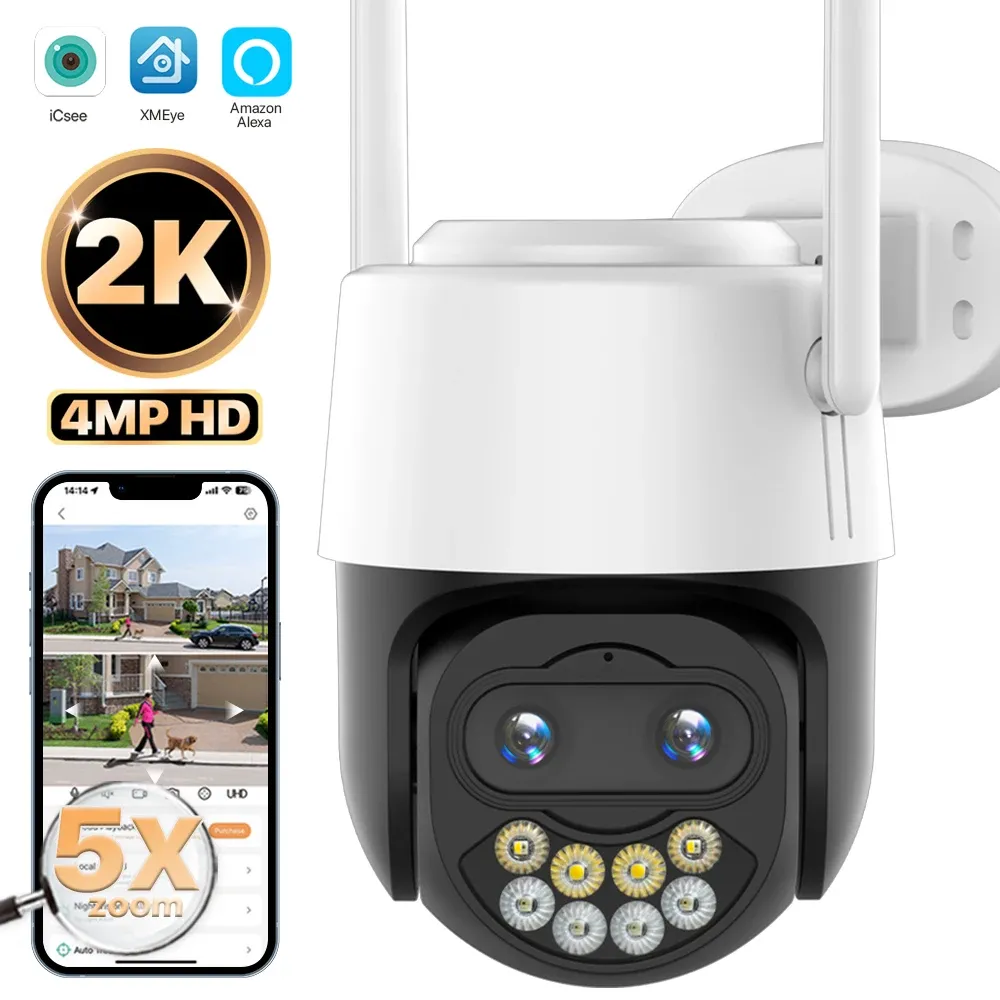 Contrôle 4MP Outdoor IP Camera WiFi Wiless Wireless Smart PTZ Camera 1080p HD 4x Digital Zoom Tracking Tracking Video Subsparelance Camera ICSEE