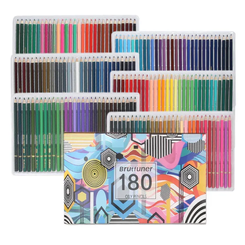 48/72/120/160/180 COLLES CURS SET SET des crayons aquarelle crayons d'huile professionnelle Crayon doux en bois pour école Sketch Sketch Art Supplies 240417