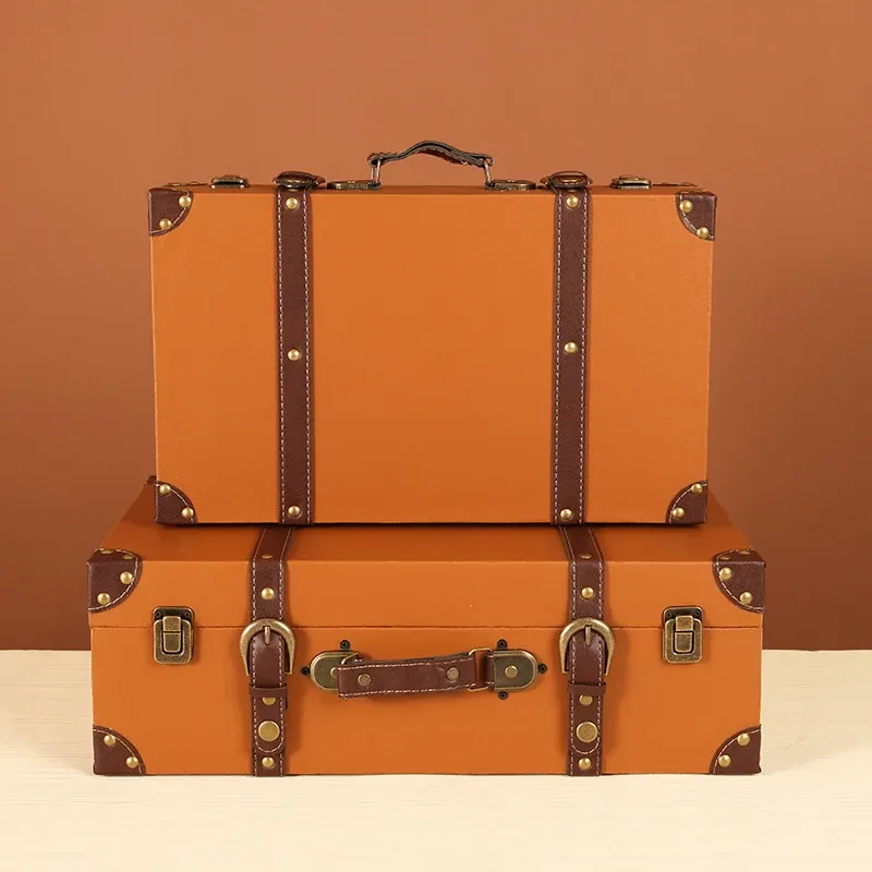 Resväskor vintage resor resväskor trä hem skrivbord sovrum stora kapacitet bagagelagringsarrangörer lådor gamla rekvisita dekorativa