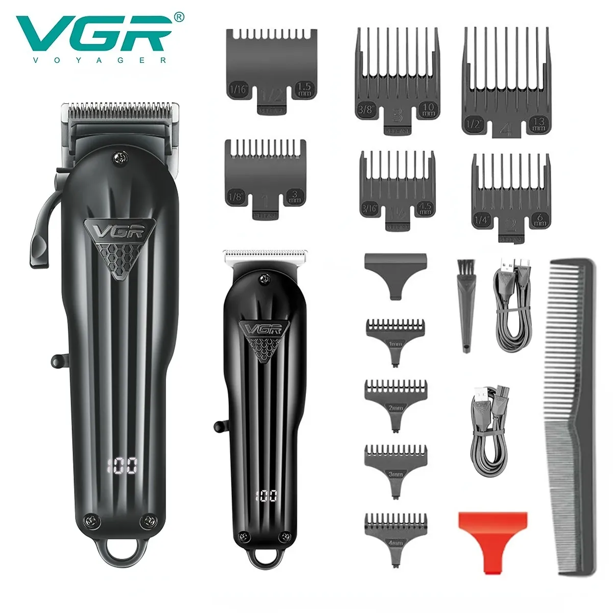 Clippers VGR Hair Clipper Professional Hair Cutting Machine laddningsbar frisör hårtrimmer trådlös frisyrklippare för män V282 V982