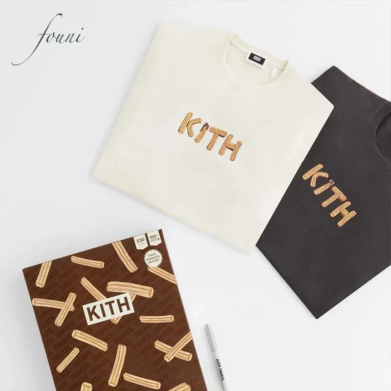 Trata Kith FW Camiseta Homens Mulheres 1 1 FRIES FRANCES DE QUALIDADE Camiseta de chocolate Tee Tops Clothing Gym 240408