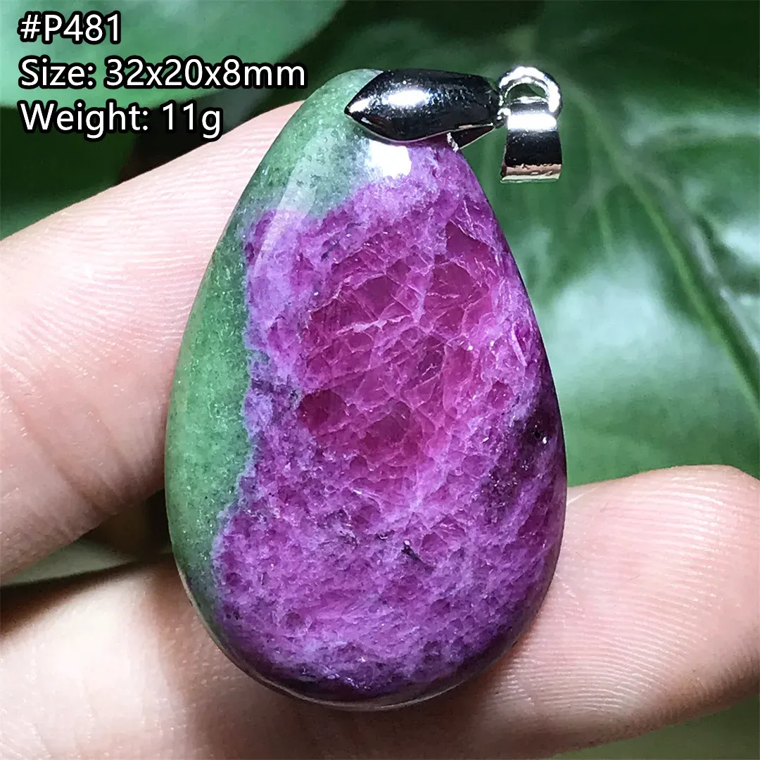 Collane Top Natural Ruby Zoisite Collana cassata Gioielli a sospensione per donne Lady Men Love Gift perle d'argento Reiki Crystal Stone Aaaaa