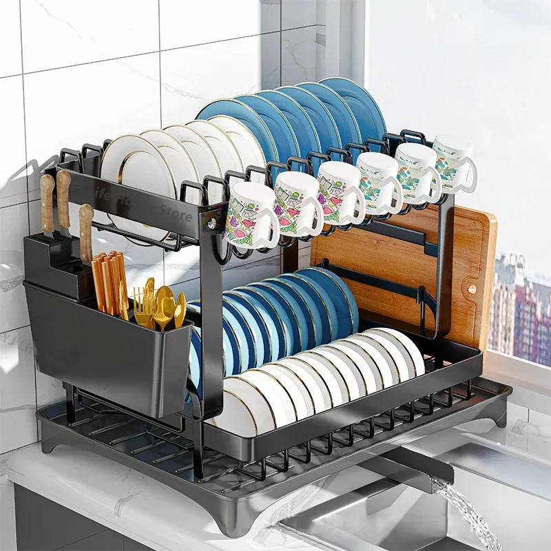 Storage Doublelleur Kitchen Dish Bol Drouger Rack de rangement de rangement de stock